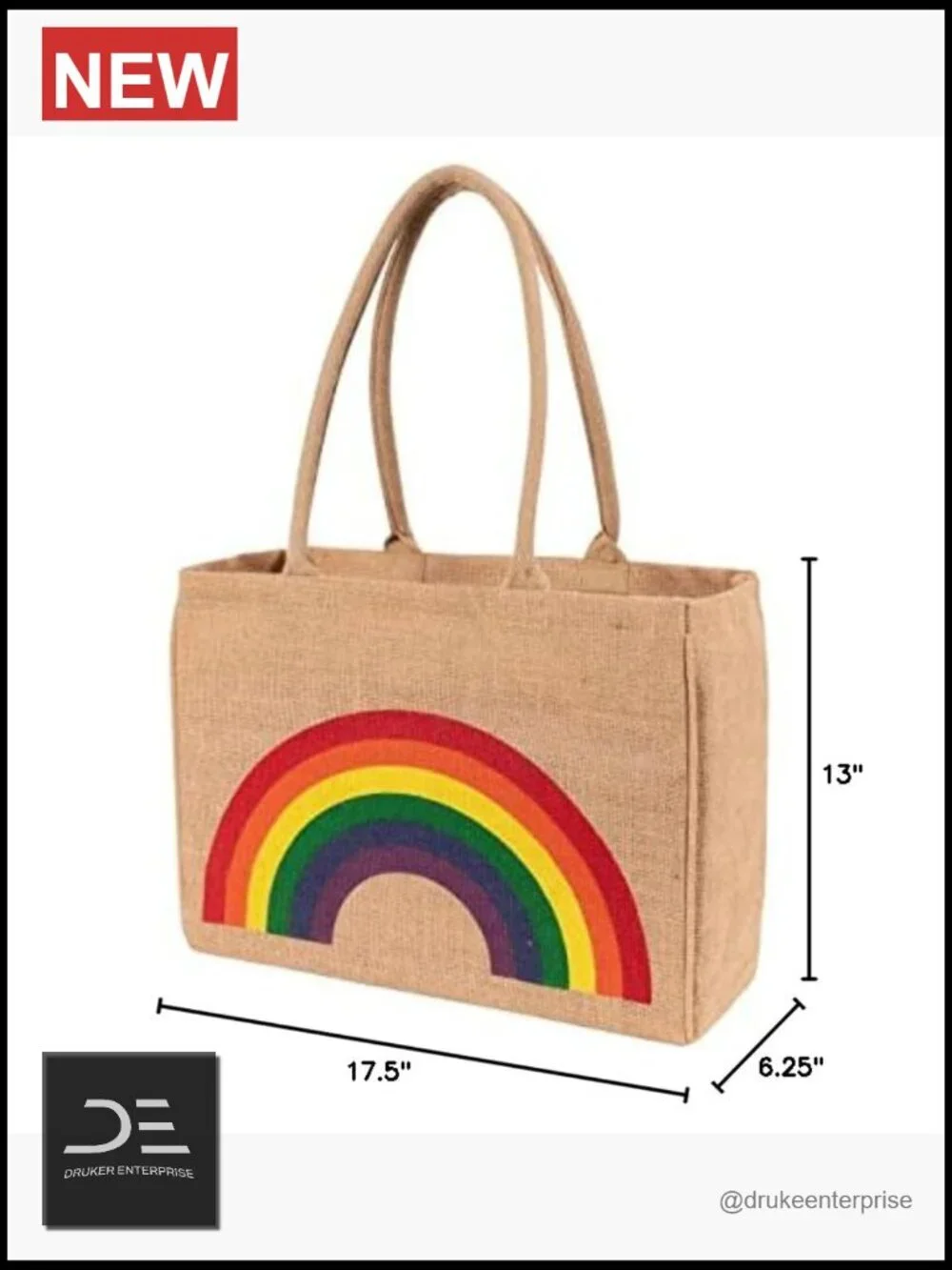 Jute Market Tote with Handles, Reusable Grocery Bag